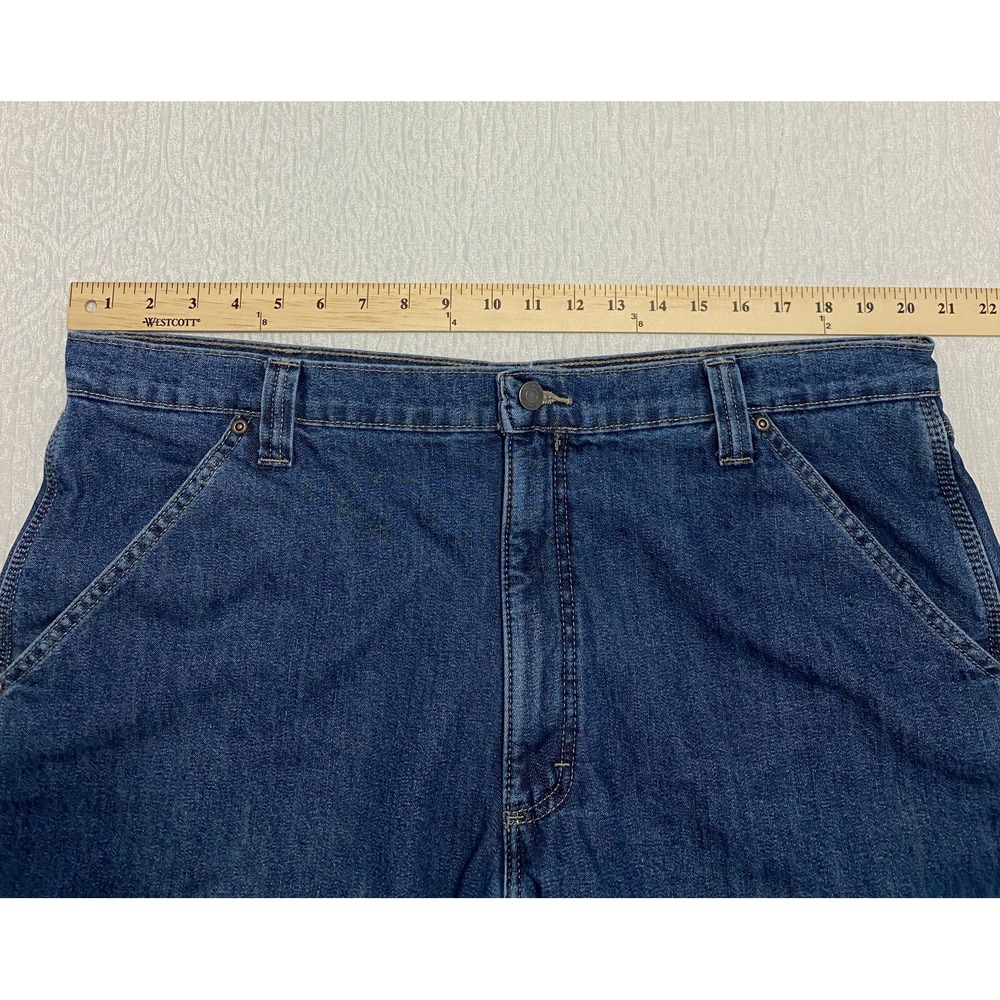 Wrangler Mens 38x30 Blue Fleece Lined Carpenter Jeans Denim Relaxed Fit - Picture 6 of 9